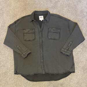 Aerie Charcoal Waffle Shirt Jacket